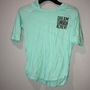 mint green long sleeve t-shirt with hoodie